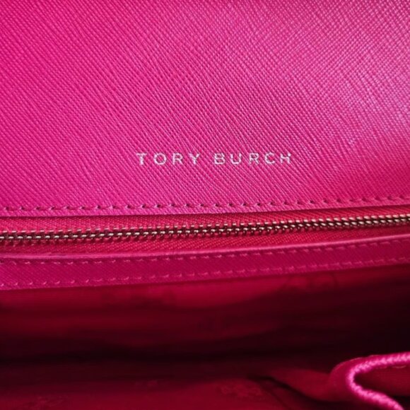 Tory Burch Emerson Combo Pink Saffiano Leather Crossbody Bag Fuchsia Hot Pink - Picture 4 of 13